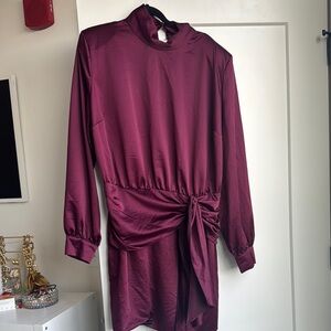 ASOS Curve Red Mock Neck Wrap Dress